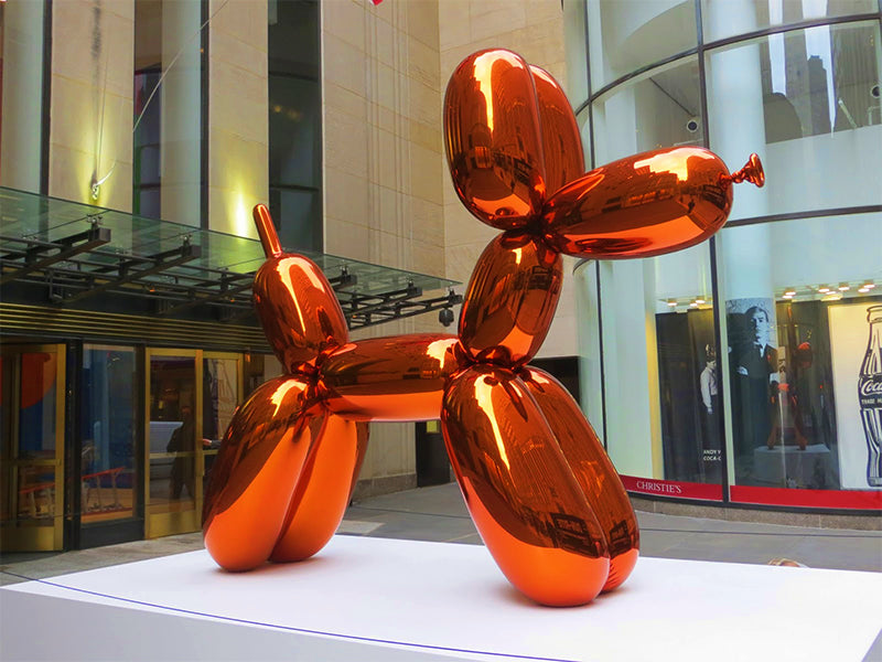 Statue chien ballon de Jeff Koons orange
