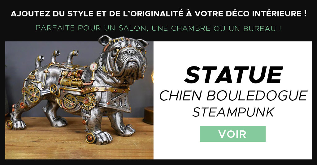 Statue chien bouledogue Steam punk