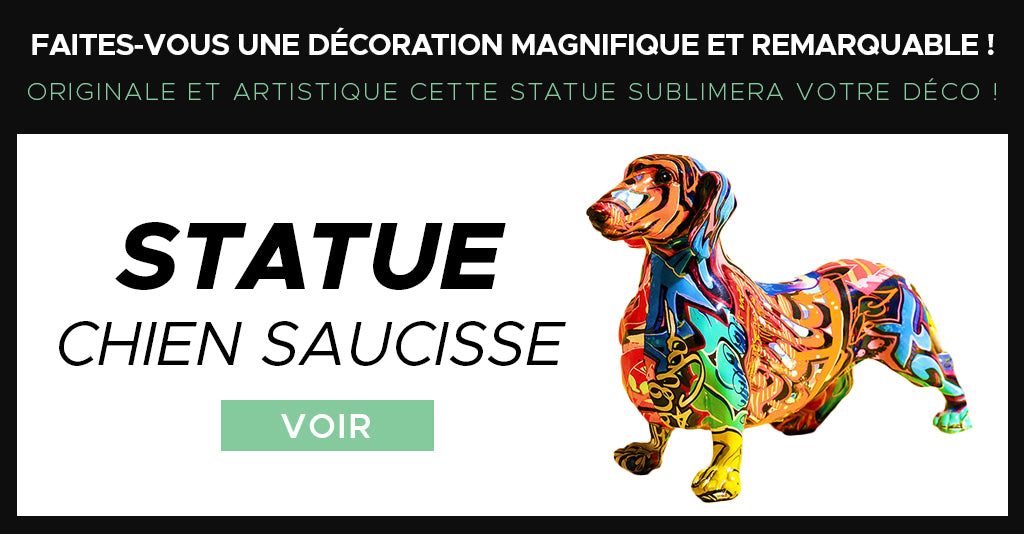 Statue chien saucisse multicolore