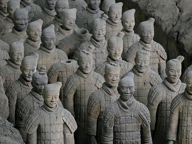 Statue chine guerrier en terre cuite