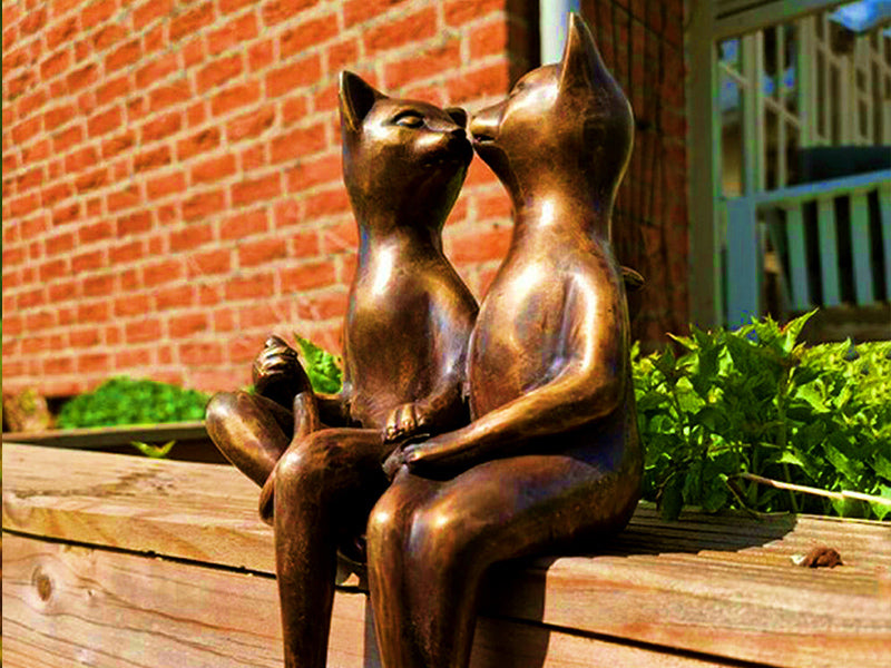 Statue jardin chats amoureux