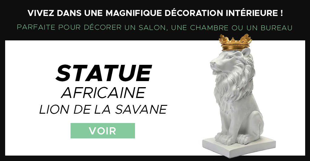 sculpture lion de la savane blanche