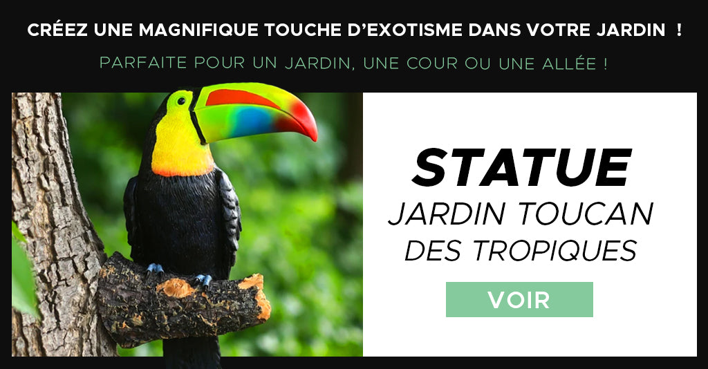 statue jardin toucan exotique