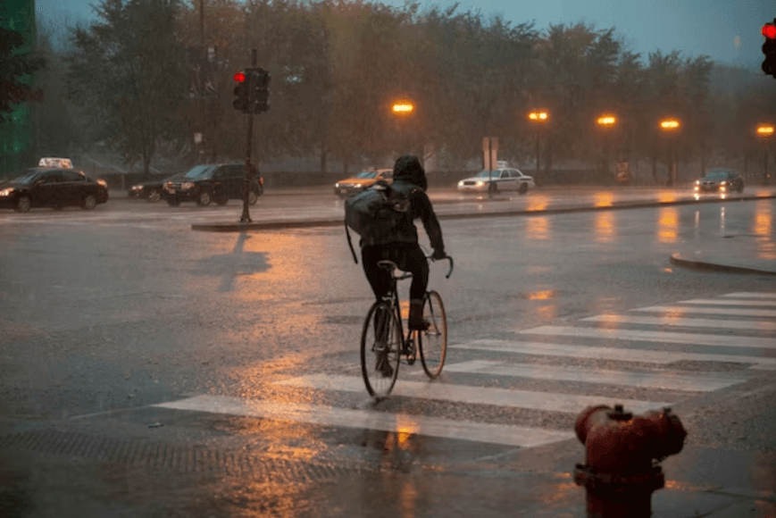 riding ebike in rain