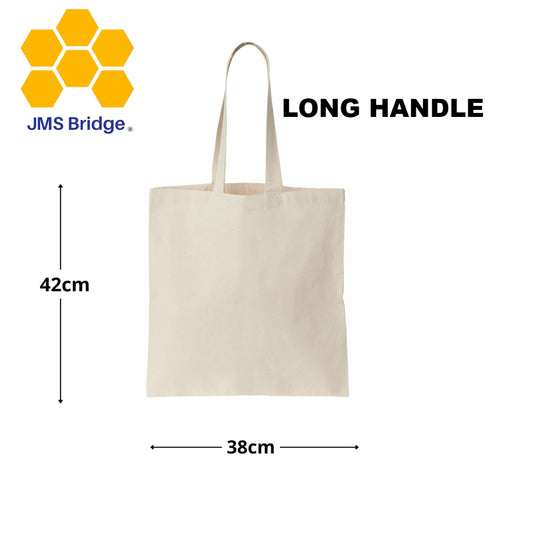 White Cotton Tote Bags  Low Prices, Premium Quality Long Handle – JMS  Bridge