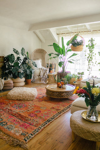 Moroccan rug in living room