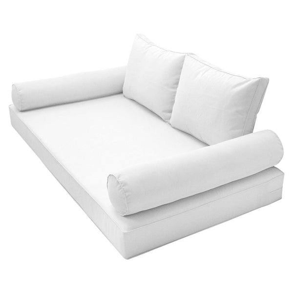 Style1 Twin Size 5PC Pipe Outdoor Daybed Mattress Cushion Bolster Pillow Slip Cover Complete Set AD106