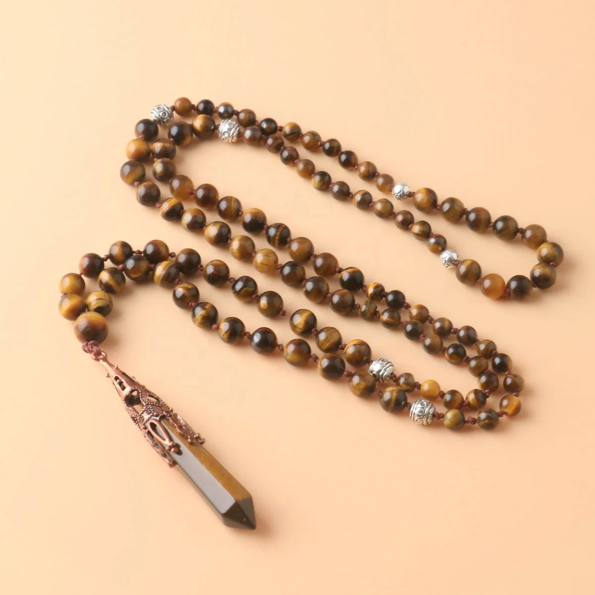 108 Beads Tiger Eye Mala Necklace For Women