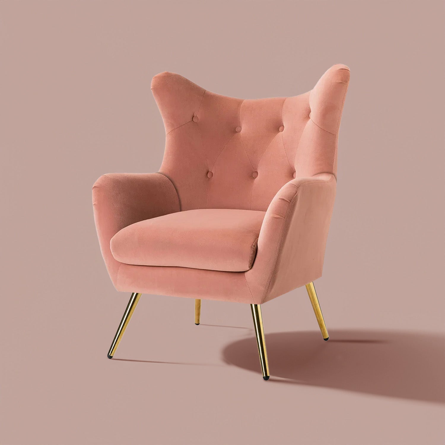 Tufted Velvet High-Back Chair Pink