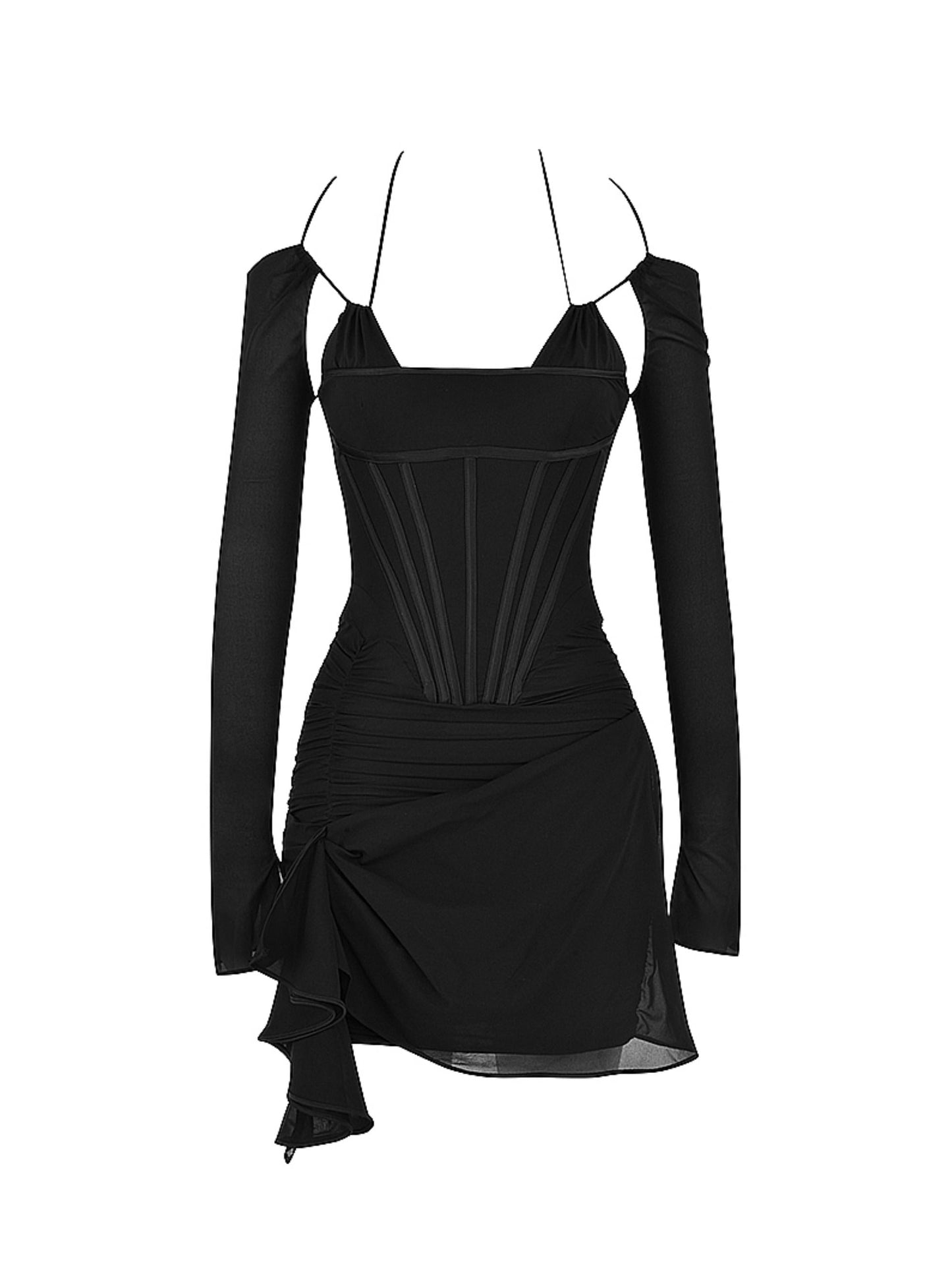 Gianna Silk Corset Mini Dress in Black – Bipty