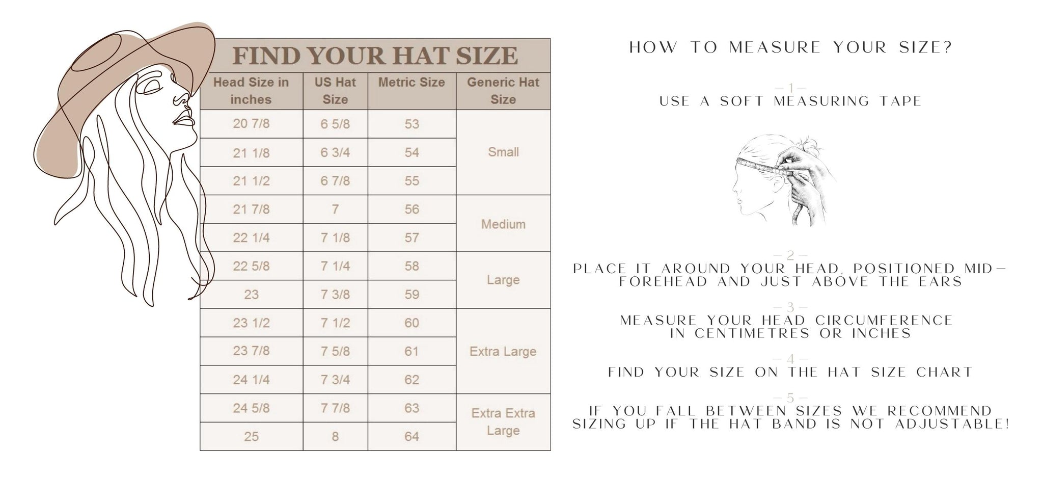 how to measure your hat size? hat sizing chart