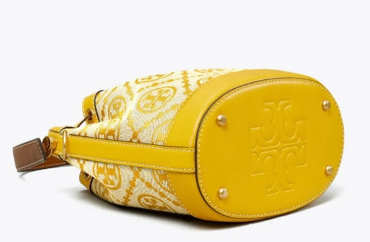 TORY BURCH T MONOGRAM JACQUARD EMBROIDERED MINI BUCKET BAG รุ่น