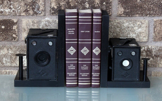 Vintage Camera Bookends - AGFA Cadet D6 and B2 - LightAndTimeArt