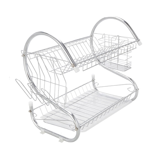 2 Tier Multi-Functional Dish Drainer Grey