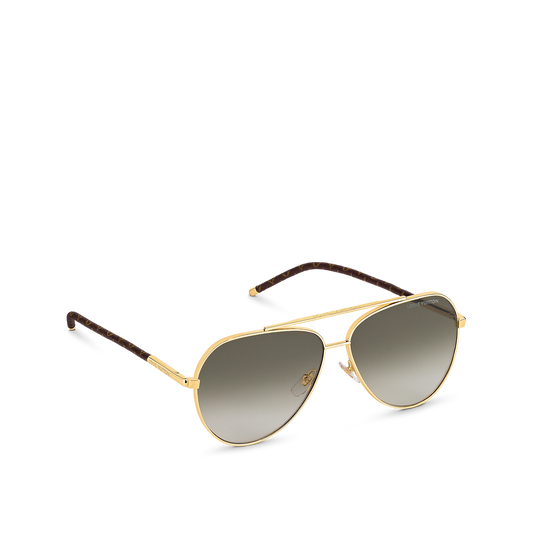 Louis Vuitton LV Rise Metal Pilot Sunglasses Gold Metal. Size U