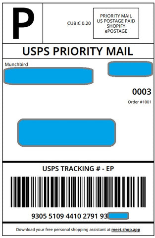 Munchbird Shipping Label Example
