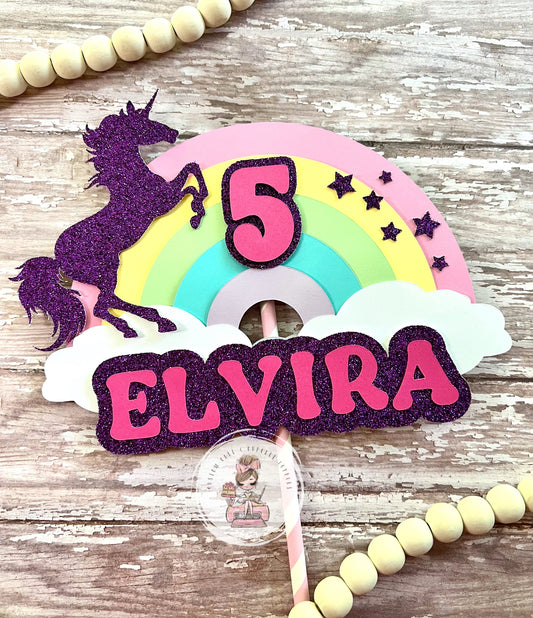 Unicorn and Rainbows Personalized Shaker Cake Topper - Etsy