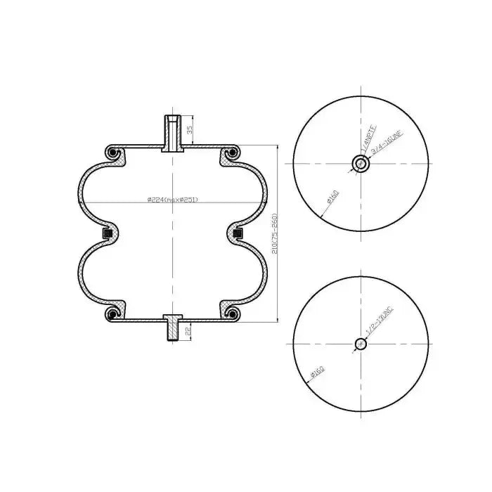 Double Convoluted Air Spring - 6897 Air Bag - Suspension