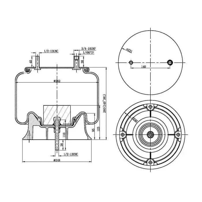 Rolling Lobe Air Spring - 9366 Air Bag - Suspension