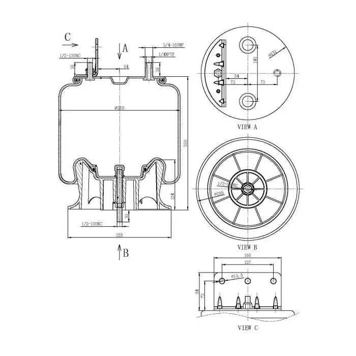 Rolling Lobe Air Spring - 9648 Air Bag - Suspension