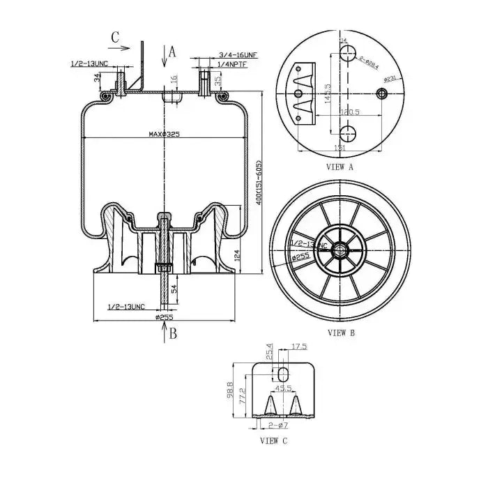 Rolling Lobe Air Spring - 9875 Air Bag - Suspension