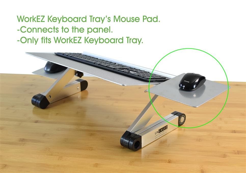 ergonomic mouse pad for a height adjustable computer keyboard stand or laptop stand or lap desk