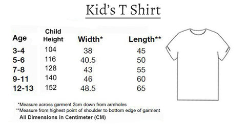 Kid's t shirt size guide