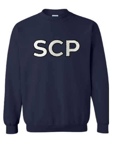 Youth Crewneck Sweatshirt-EMBROIDERED SCP White Center Chest Logo
