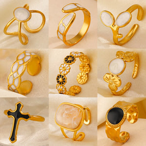 Stainless Steel Rings for Women Fashion Waterproof Vintage Jewelry Party Gifts - Vilees