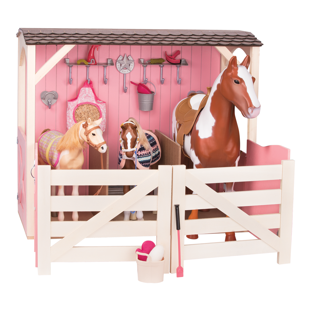Our Generation Horse Barn Playset For 18 Dolls Saddle Up Stables Pink