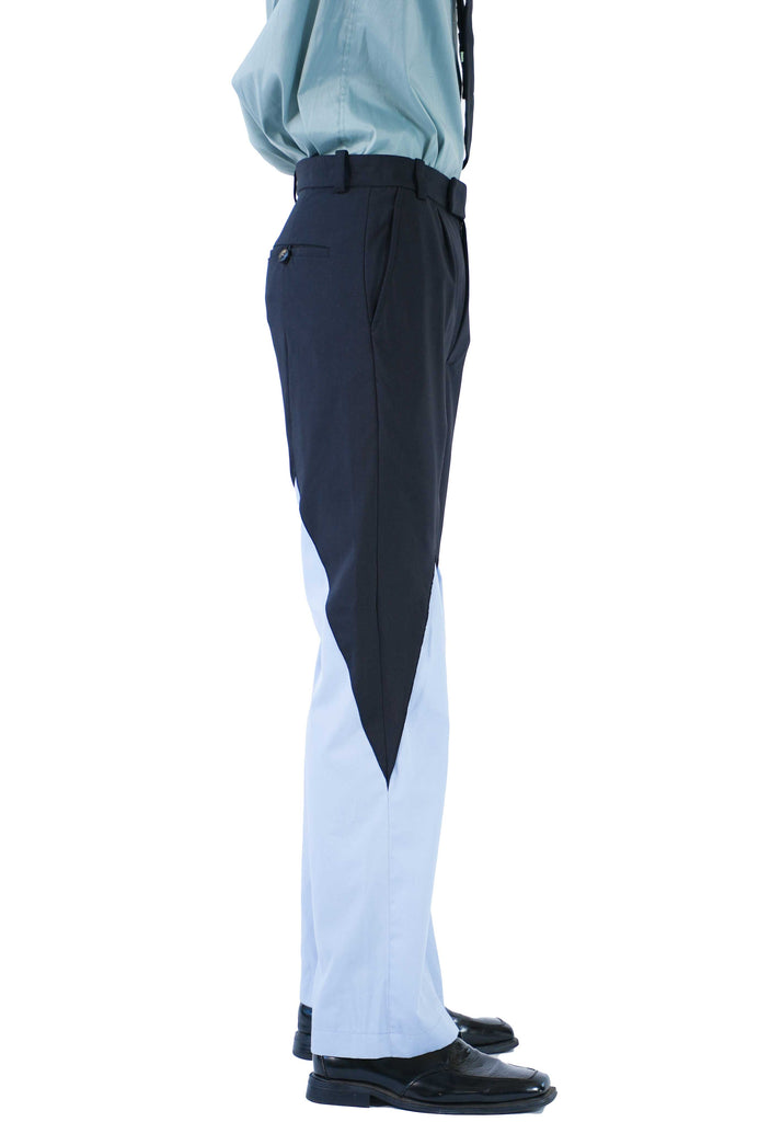 国内配送】 strongthe throws two-tone Blue 19-hit trousers ours