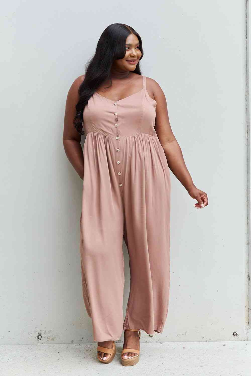 Hazel Blues®  FawnFit Wide Leg Sleeveless Jumpsuit With Built-In Bra