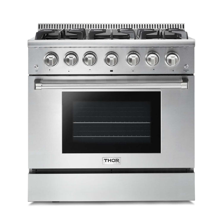 Perfectly Condition Openbox with Supper Discount Thor Kitchen 36 in. 5.2 cu. ft. Professional Propane Gas Range in Stainless Steel, HRG3618ULP -R