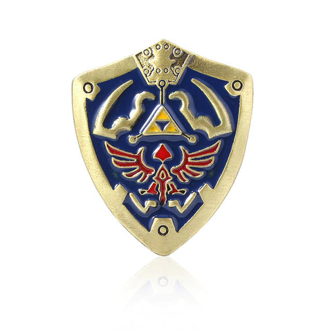 The Legend Of Zelda Shield Triforce Hylian Crest Metal 2 Piece Pin