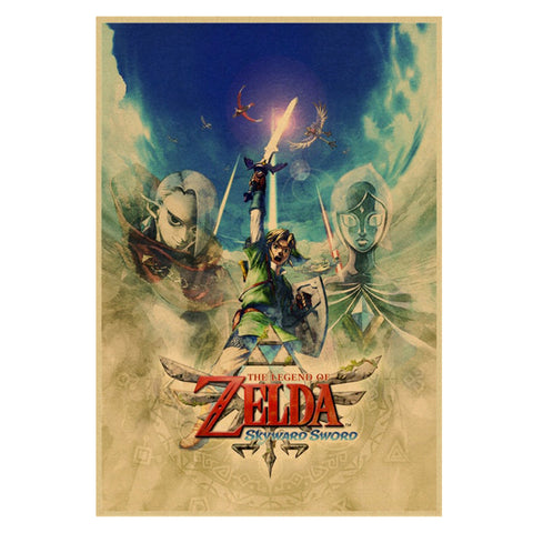 The Legend of Zelda Retro Style Poster NES Link and Zelda 