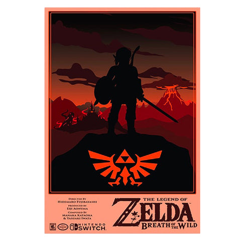 The Legend of Zelda Retro Style Poster NES Link and Zelda 