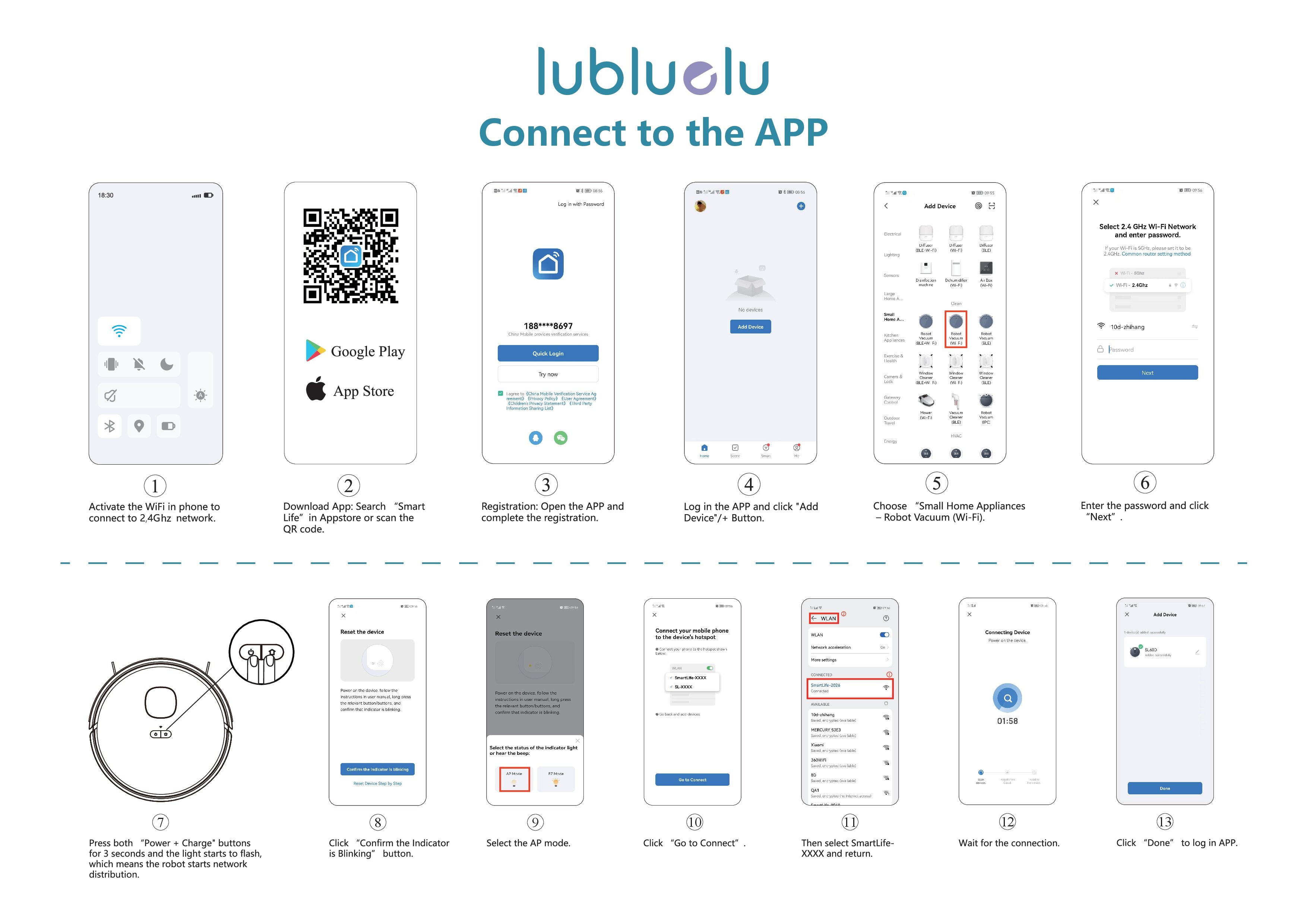 lubluelu SL68 Robot Vacuum Cleaner Instruction Manual