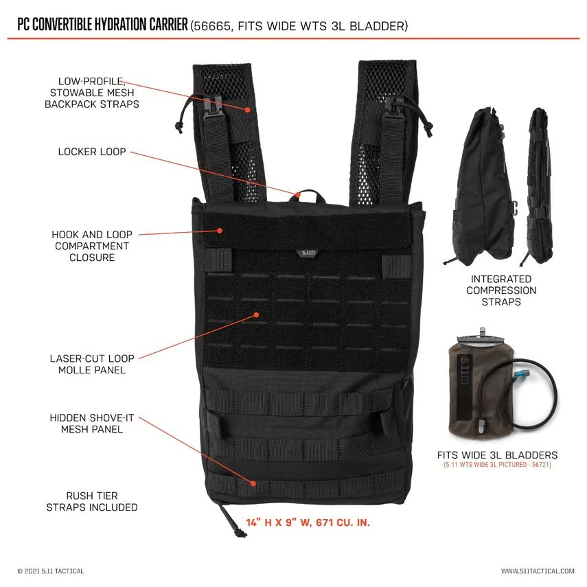 5.11 Tactical PC Convertible Hydration Carrier 56665 - Newest Products