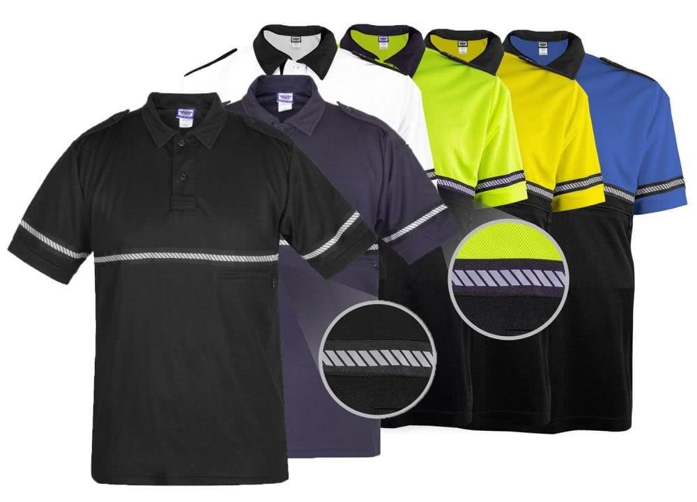 Two-Tone Long Sleeve Bike Patrol Uniform Polo Shirt with Reflective Hash Stripes - Bike Patrol Clothing