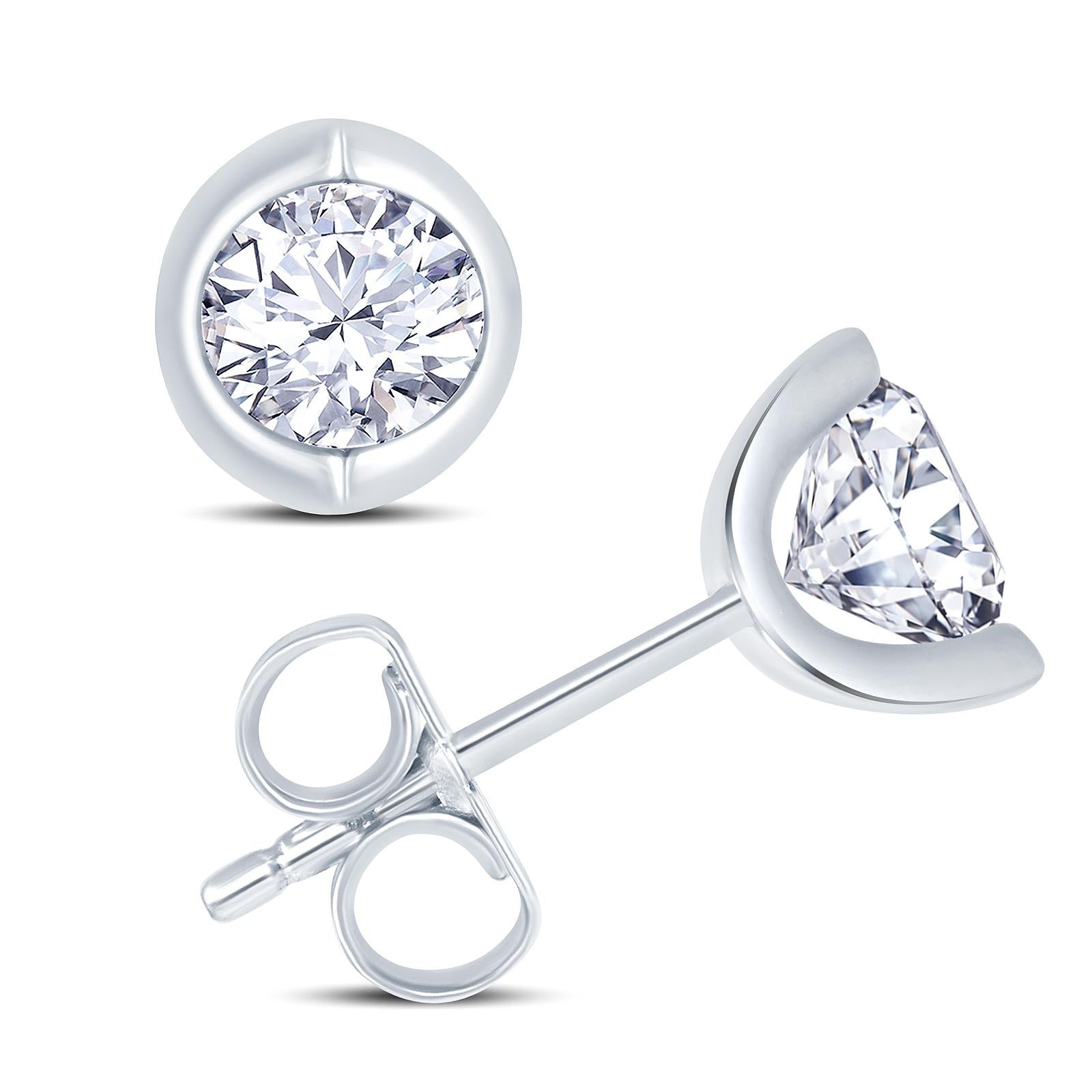 Round 2 Claw Diamond Stud Earrings, 040ct - 18ct White Gold - EC040S7W ...