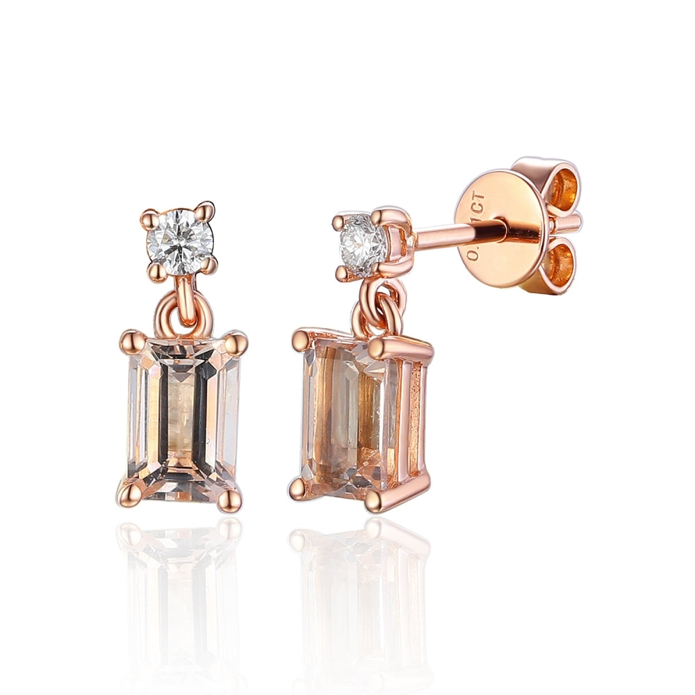 14k Rose Gold Genuine 2.70 Cttw Morganite & Diamond Dangle Halo Stud  Earrings – Exeter Jewelers