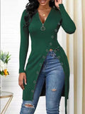 freeshipping-style-fashion-dateoutfit-fashion-print-button-decor-high-split-blouse