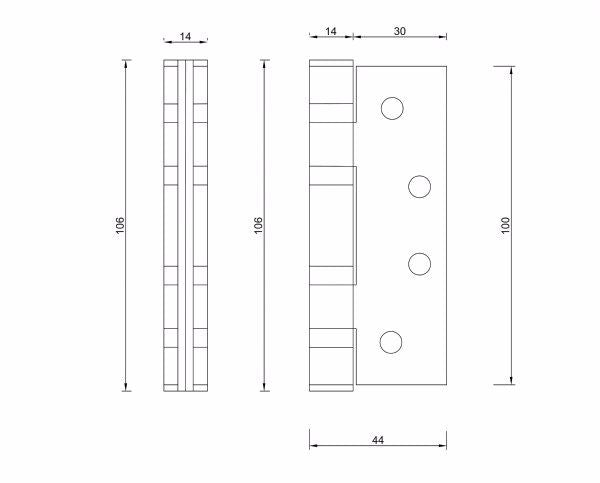 Diagram Brushed Stainless Steel Extra Heavy Duty Butt Hinges Door Hardware Hinges (T21 Extra Heavy Duty Butt Hinges) compressed