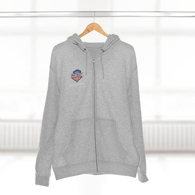 Complicit News Network Fake First  -  Unisex Premium Full Zip Hoodie in Oatmeal Heather