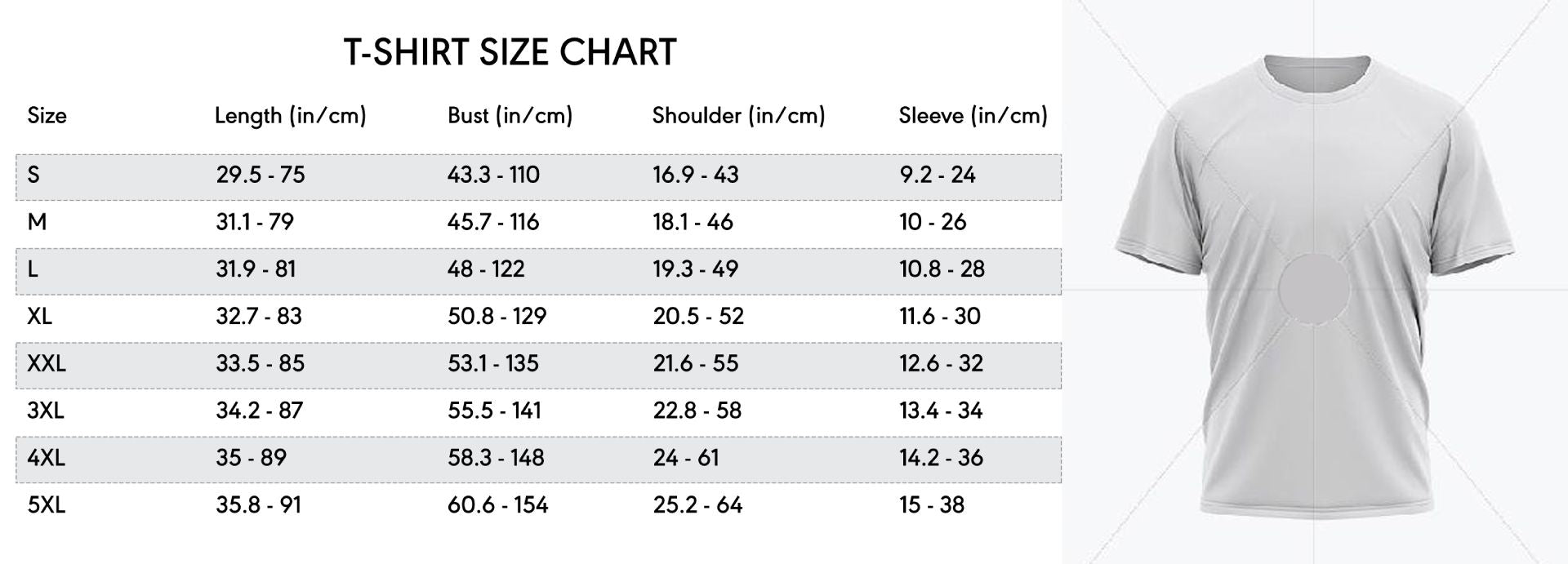 Attack on Titan Shirt Size Chart