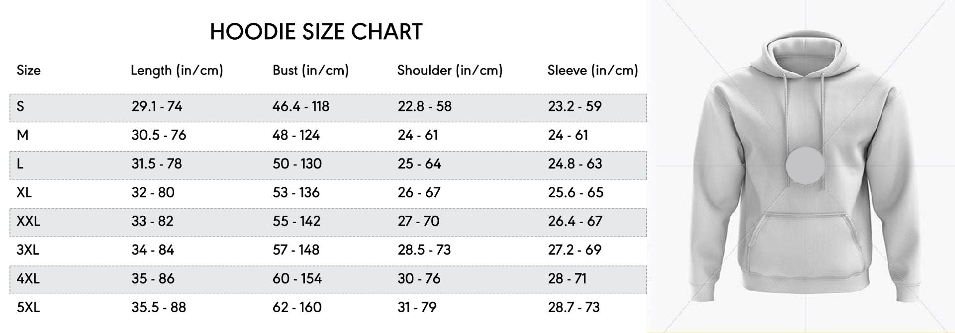AoT Merch hoodie size guide