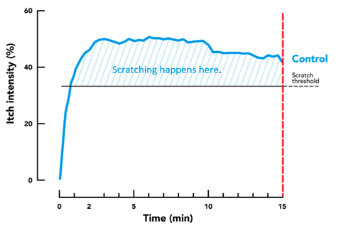 Diagram 2: When the itch goes beyond the scratch threshold, it leads to scratching. And this goes on for a long time! 