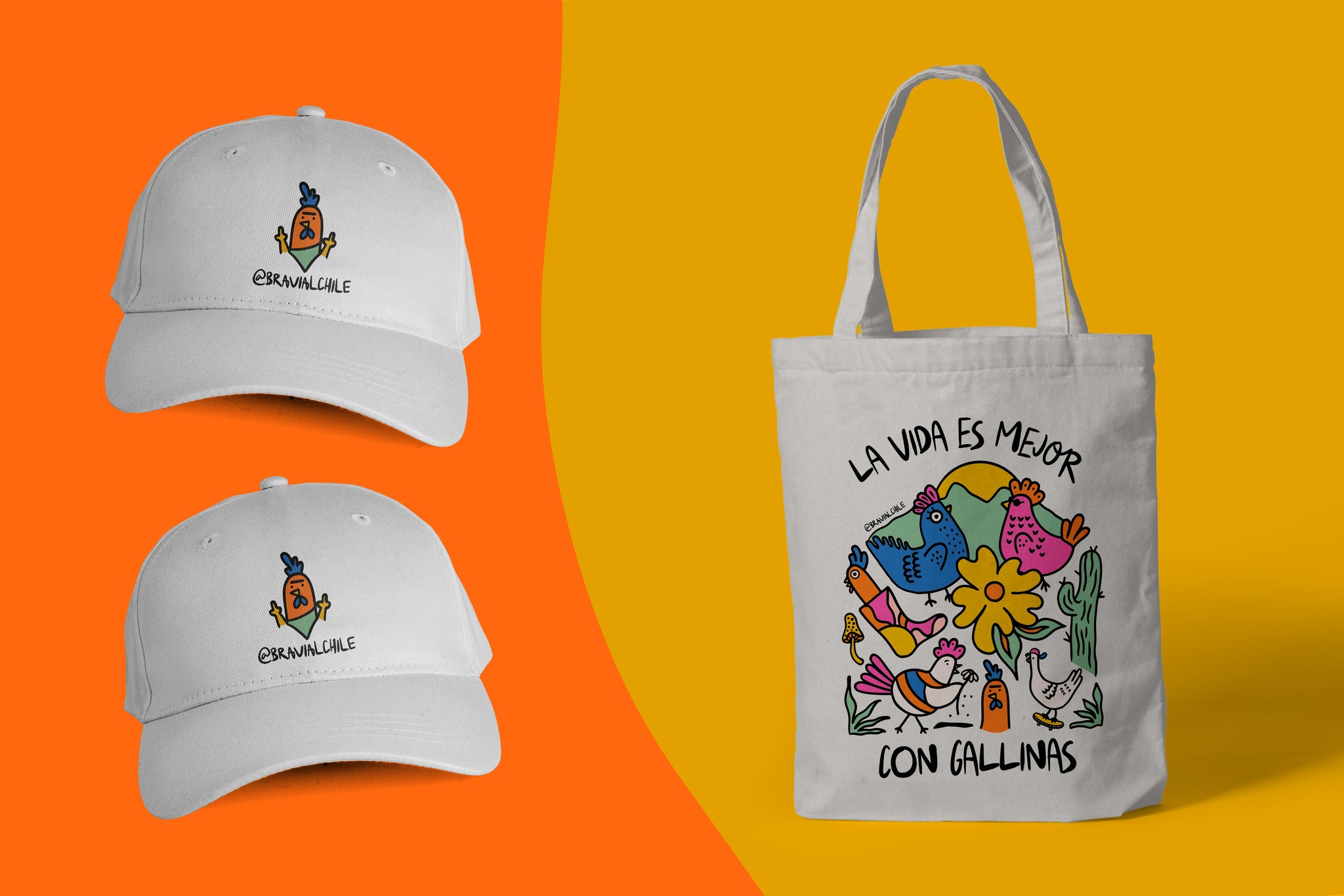 Caps and tote bag design collection for a organic farm