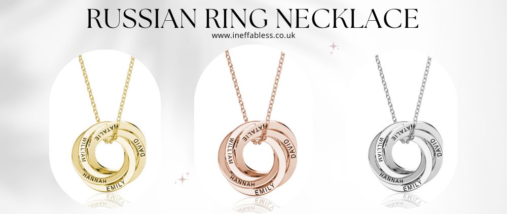 Personalised Name Russian Rings Necklace - Fast Delivery. Exceptional  Quality.