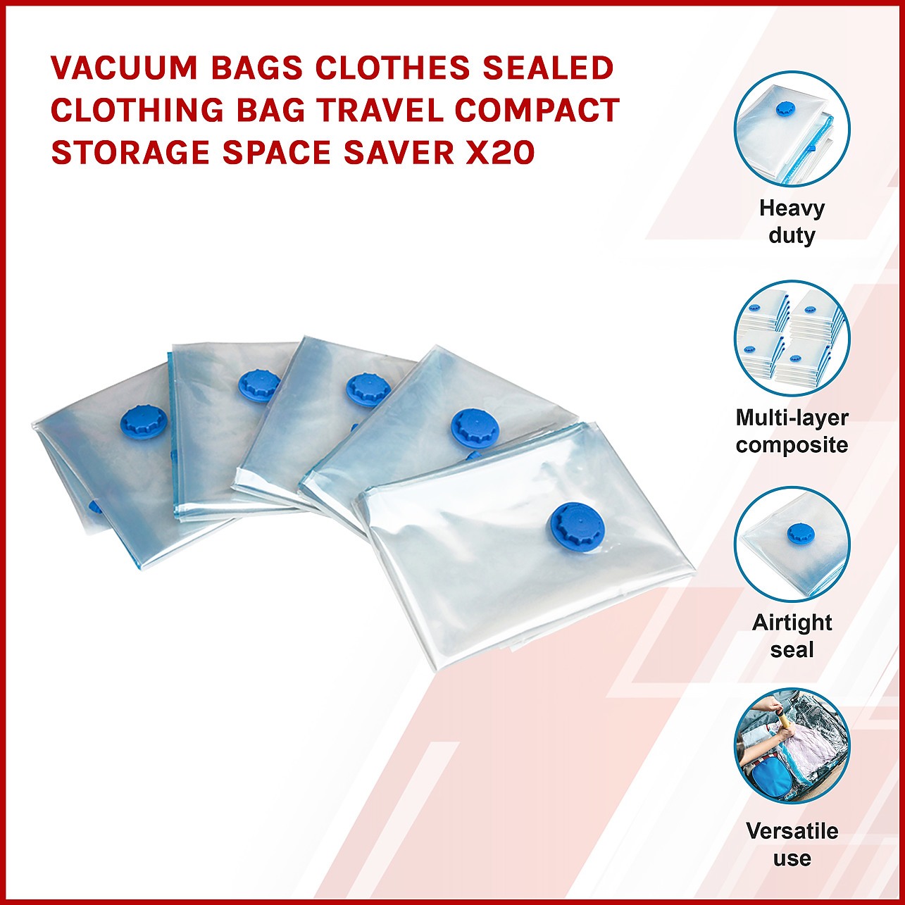 Vacuum Sealed Clothing Travel Bag Compact Storage x20